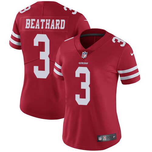 Nike 49ers #3 C.J. Beathard Red Team Color Women's Stitched NFL Vapor Untouchable Limited Jersey - Click Image to Close